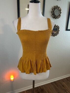 Mindcode Mustard Yellow Smocked Top ✨